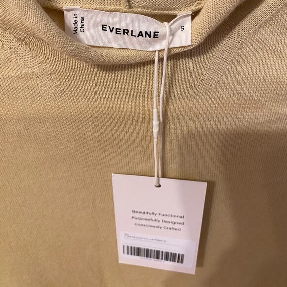 NWT Everlane Butter Yellow Funnel Neck Sweater in Cotton Cashmere Small - Picture 3 of 6